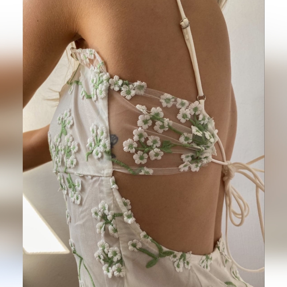 Croatian Coast White Floral Mini Dress
